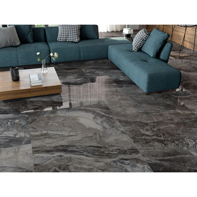 ÉCHANTILLON Terravito Ivello carreau mural et de sol - 60x120cm - rectifié - Aspect pierre naturelle - Dark poli (noir)