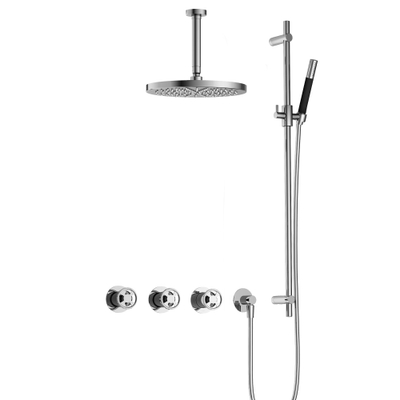 Hotbath Cobber @Work Regendoucheset - inbouw - 15cm plafondarm - 30cm ronde hoofddouche - staafhanddouche - glijstang - chroom
