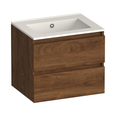 Brauer Core Series badkamermeubelset - 60x45x52cm - wastafel Frost - forest cacao