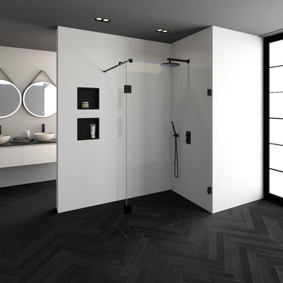 BRAUER Créer Douche à l'italienne - 130x200cm - sans profil - 30cm - paroi latérale - anti-calcaire - verre de sécurité 8mm - anthracite mat