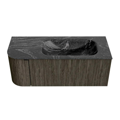Mondiaz KURVE-DLUX Badkamermeubelset - 115x46x40cm - 1 lade - 1 deur - wastafel solid surface - rechts - zonder kraangat - Shadow