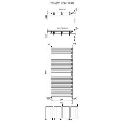 Plieger Florian Nxt designradiator enkel horizontaal 1406x600mm 881W wit