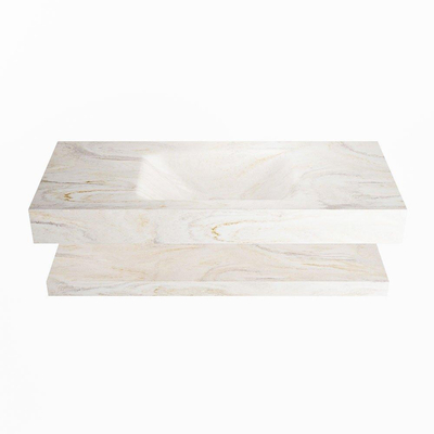 Mondiaz ALAN-DLUX Ensemble de meuble - 110cm - meuble Ostra mat - 0 tiroirs - Lavabo Cloud Ostra suspendu - vasque Centre - 1 trou de robinet