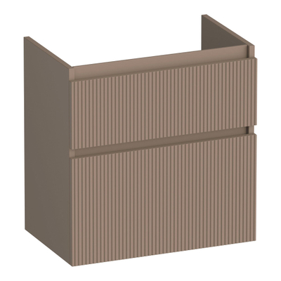 BRAUER Delight Wavy wastafelonderkast ondiep 60 2 softclose lades - greeploos - 1 sifon uitsparing - mat mokka