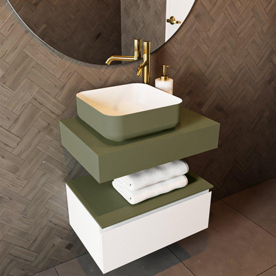 Mondiaz TOP 30 Topblad - 50x30x12cm - geschikt voor afdekplaat - Solid surface - Army