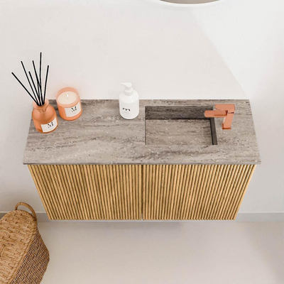 Mondiaz JOYA-DLUX 70cm toiletmeubel - kleur Oak - Wastafel FAYE positie Rechts 1 kraangat kleur Oza.