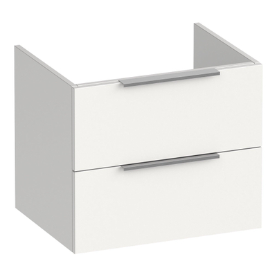BRAUER Elevate meuble sous-lavabo 60 sans poignées à poser 2 tiroirs à fermeture douce et 1 découpe pour siphon - blanc mat
