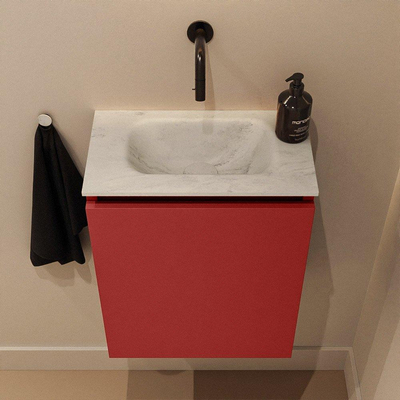 MONDIAZ TURE-DLUX Meuble WC 40 cm Fire. EDEN vasque Opalo position milieu. Sans trou de robinet.