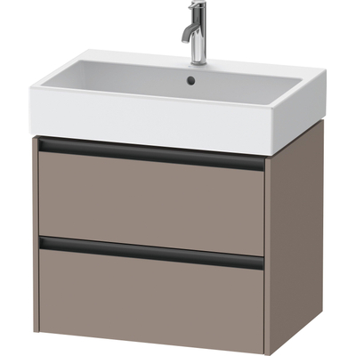 Duravit Ketho.2 Wastafelonderbouwkast - met 2 laden - 68.4x46x54.9cm - met grepen antraciet - basalt mat
