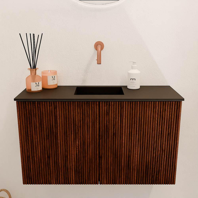 Mondiaz JOYA 70cm toiletmeubel - kleur Ruby - Wastafel FAYE positie Midden Zonder kraangat kleur Urban.