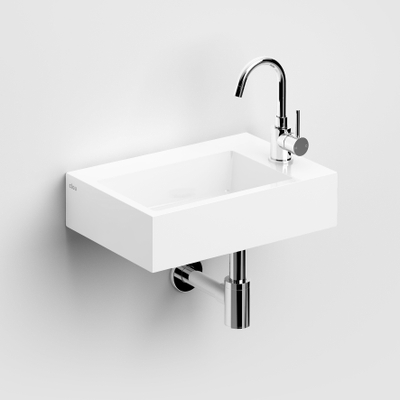 Clou Flush 2 Plus lave-mains 42,5x10,5cm trou de robinet pré-percé pierre minérale Blanc