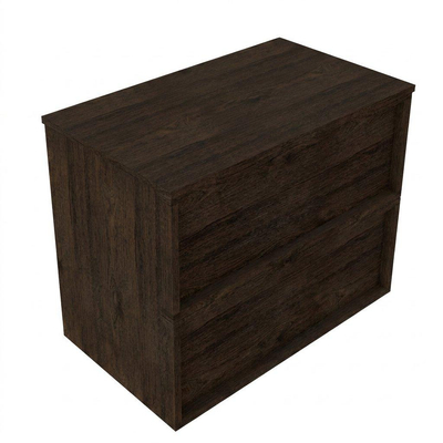 Saniclass Holz Frame Ensemble de meubles de salle de bains - 80x45x62cm - plan de travail en bois - sans trou de robinet - 2 tiroirs - chêne charbon mat (bois)