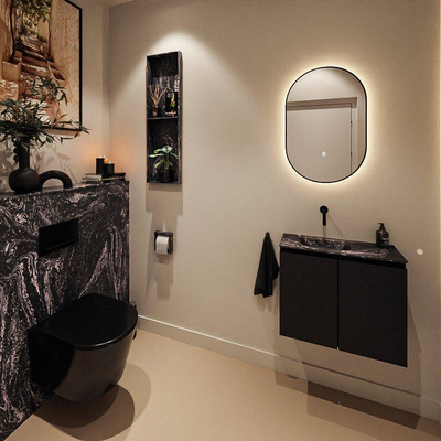 MONDIAZ TURE-DLUX Meuble toilette - 60cm - Urban - EDEN - vasque Lava - position gauche - sans trou de robinet