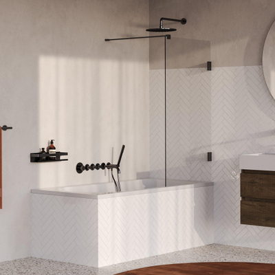 BRAUER Void Paroi de baignoire - 80x140 - verre transparent - incl. traitement anticalcaire - gunmetal brossé PVD
