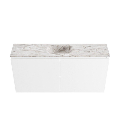 MONDIAZ TURE-DLUX Meuble de toilette 100cm Talc. EDEN lavabo Glace position milieu. Avec 1 trou de robinet.