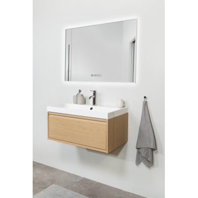 Eurom Sani 600 Mirror miroir – 100 x 70 cm – LED indirecte tout autour – chauffage infrarouge 600 W – Blanc mat