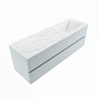 Mondiaz VICA-DLUX ensemble de meuble de salle de bain - 150cm - meuble sous-vasque argile - 2 tiroirs - lavabo encastré nuage droite - sans trous de robinet - version haute 60cm - opalo