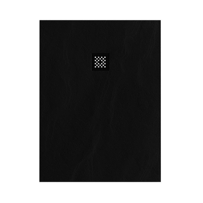 BRAUER Relievo Crag Douchebak - 90x120cm - antislip - antibacterieel - mineraalmarmer - mat zwart