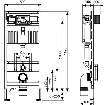 Teceprofil Réservoir encastré - 1120mm - avec réservoir uni