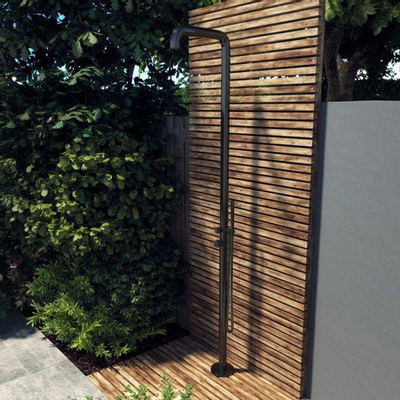 Fortifura Outdoor Original Vrijstaande Buitendouche - RVS 316 - handdouche - mat zwart TWEEDEKANS