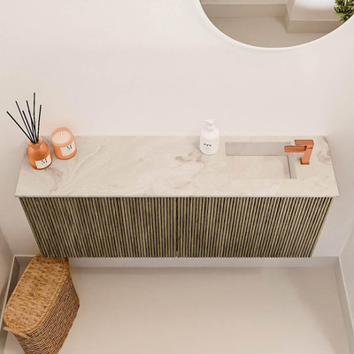 Mondiaz JOYA-DLUX Meuble de salle de bains 100cm - couleur Dusk - Vasque FAYE position Droite 1 trou de robinet couleur Frappe.