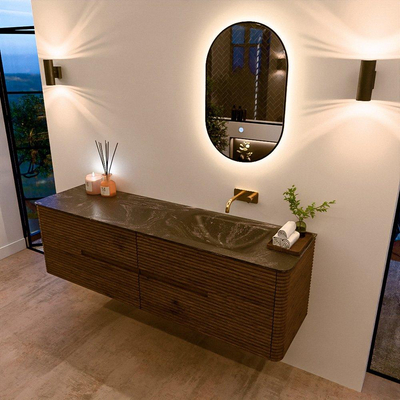 Mondiaz CIRO-DLUX Badkamermeubelset - 170x45x50cm - Solid surface wastafel Lava - 1 wasbak Rechts - zonder kraangaten - 4 lades - Dusk