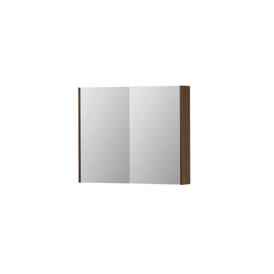 INK SPK2 spiegelkast – 90x74x14 cm – 2 deuren, dubbelzijdige spiegeldeuren – Massief eiken Chocolate