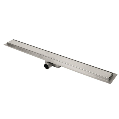 Sub Drain Floor douchegoot met zijuitlaat en standaard rooster 80 cm, geborsteld RVS - RE60DF0800FMFD40 - OUTLET UDEN
