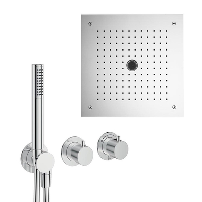 Crosswater MPRO Module ensemble de douche pluie encastré – douche de tête carrée 38 cm – douchette bâton 3 jets – chrome