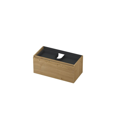 INK Wastafelonderkast - 90x45x40cm - 1 lade - greeploos - met houten keerlijst - MDF - Natur