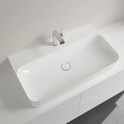 Villeroy & Boch Finion Lavabo - 800 x 470 x 165 mm - Blanc Alpin CeramicPlus - sans trop-plein - meulé