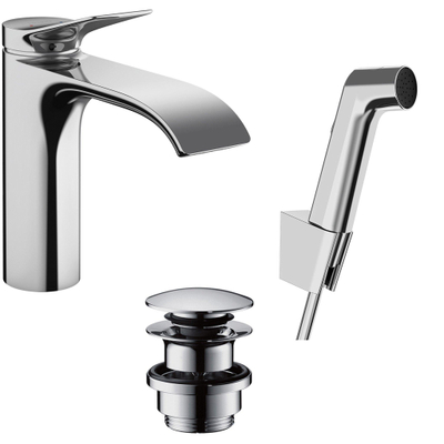 Hansgrohe Vivenis 1-gr wastafelkraan 260 met bidet handdouche en doucheslang 160cm chroom