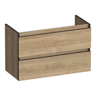 BRAUER Joy Edge meuble sous lavabo peu profond 80 2 tiroirs softclose - sans poignée - 1 découpe pour le siphon - Sunlit