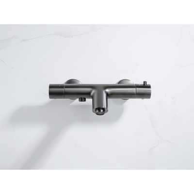Fortifura Calvi thermostatische badkraan - PVD - geborsteld gunmetal (antraciet)
