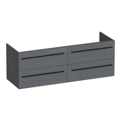 BRAUER Trust meuble sous-lavabo 140 sans poignées rapportées 4 tiroirs softclose et 2 découpes pour siphon - Timber Grey