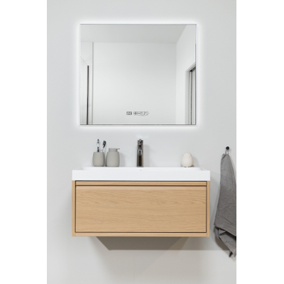 Eurom Sani 400 Mirror Panneau infrarouge avec miroir - 80x70cm - Éclairage LED - WiFi - 400 watts - blanc mat