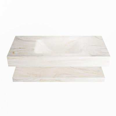MONDIAZ ALAN - DLUX Badkamermeubelset - 100cm - planchet - Ostra - vrijhangende wastafel - wasbak midden - 1 kraangat - Ostra