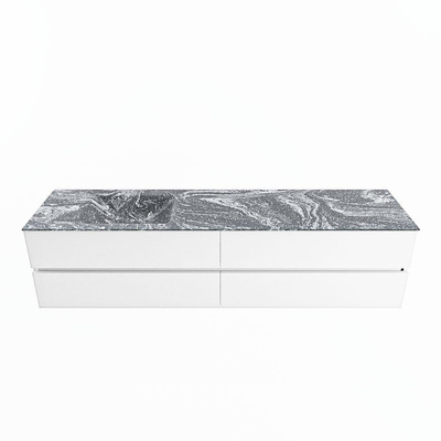 Mondiaz VICA-DLUX ensemble de meuble de salle de bain - 200cm - meuble sous-vasque talc - 4 tiroirs - lavabo encastré cloud gauche - 1 trou de robinet - miroir modèle spot - version XL 60cm haut - lave