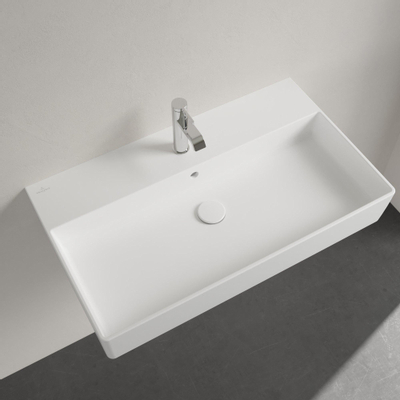 Villeroy & Boch memento 2.0 Lavabo pour porte serviettes 80x14x9.5cm 1 trou de robinet avec trop-plein Ceramic+ Stone White