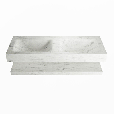MONDIAZ ALAN - DLUX Badkamermeubelset - 120cm - planchet - Opalo - vrijhangende wastafel - 2 wasbakken - 2 kraangaten - Opalo
