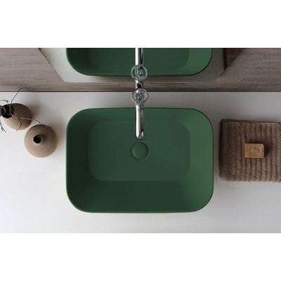 By Goof Mees Design Vasque à poser 60x42x16.6cm Rectangulaire Vert mat