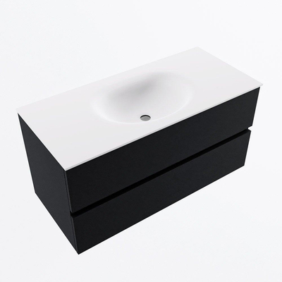 Mondiaz VICA ensemble de meuble de salle de bain - 100cm - meuble sous-vasque urban - 2 tiroirs - lavabo moon milieu - 1 trou de robinet - version haute de 60cm - talc