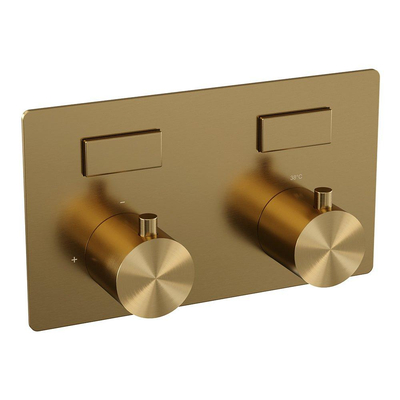 BRAUER Gold Edition - 2 fonctions - mitigeur thermostatique encastré - avec partie encastrée - boutons-poussoirs - parties encastrées/apparentes - or brossé PVD