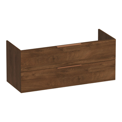 BRAUER Elevate meuble sous-lavabo 120 sans poignées de recouvrement 2 tiroirs softclose et 2 découpes pour siphon - Forest Cacao