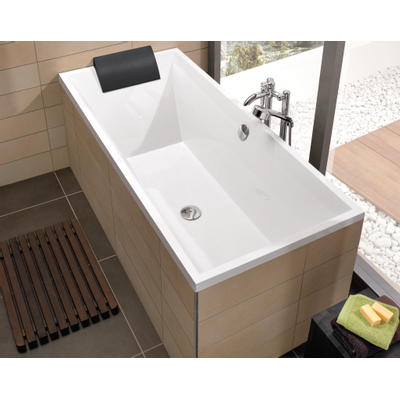 Villeroy en Boch Squaro slimline bad rechthoek 179.4x79.4cm duo wit incl. poten en badafvoer SHOWROOMMODEL