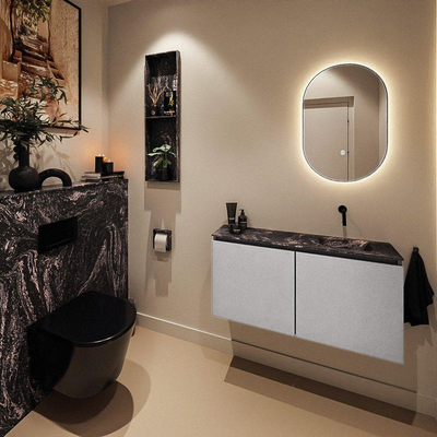 MONDIAZ TURE-DLUX 100cm toiletmeubel Plata. EDEN wastafel Lava positie rechts. Zonder kraangat.