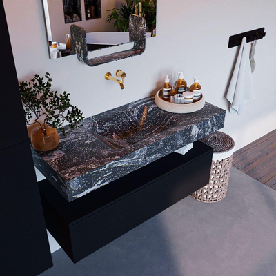 Mondiaz ALAN-DLUX Ensemble de meuble - 110cm - meuble Urban mat - 1 tiroir - Lavabo Cloud Lava suspendu - vasque Centre - 0 trous de robinet
