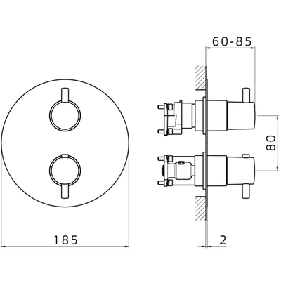 Xenz Duero mitigeur thermostatique de douche encastré chromé Brillant