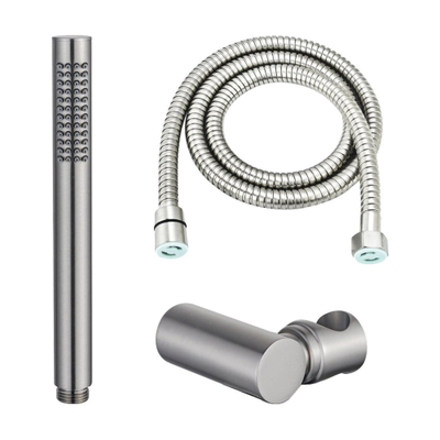 FugaFlow Eccelente Sobrado Kit douchette à main stick avec flexible anti-twist et support Inox brossé PVD