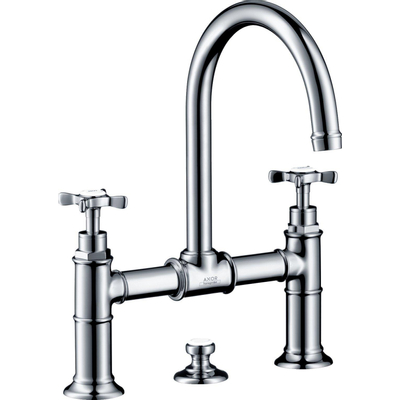 AXOR Montreux wastafelkraan - model 220 - opbouw - hoog - 3-gats - met kruisgrepen - chroom